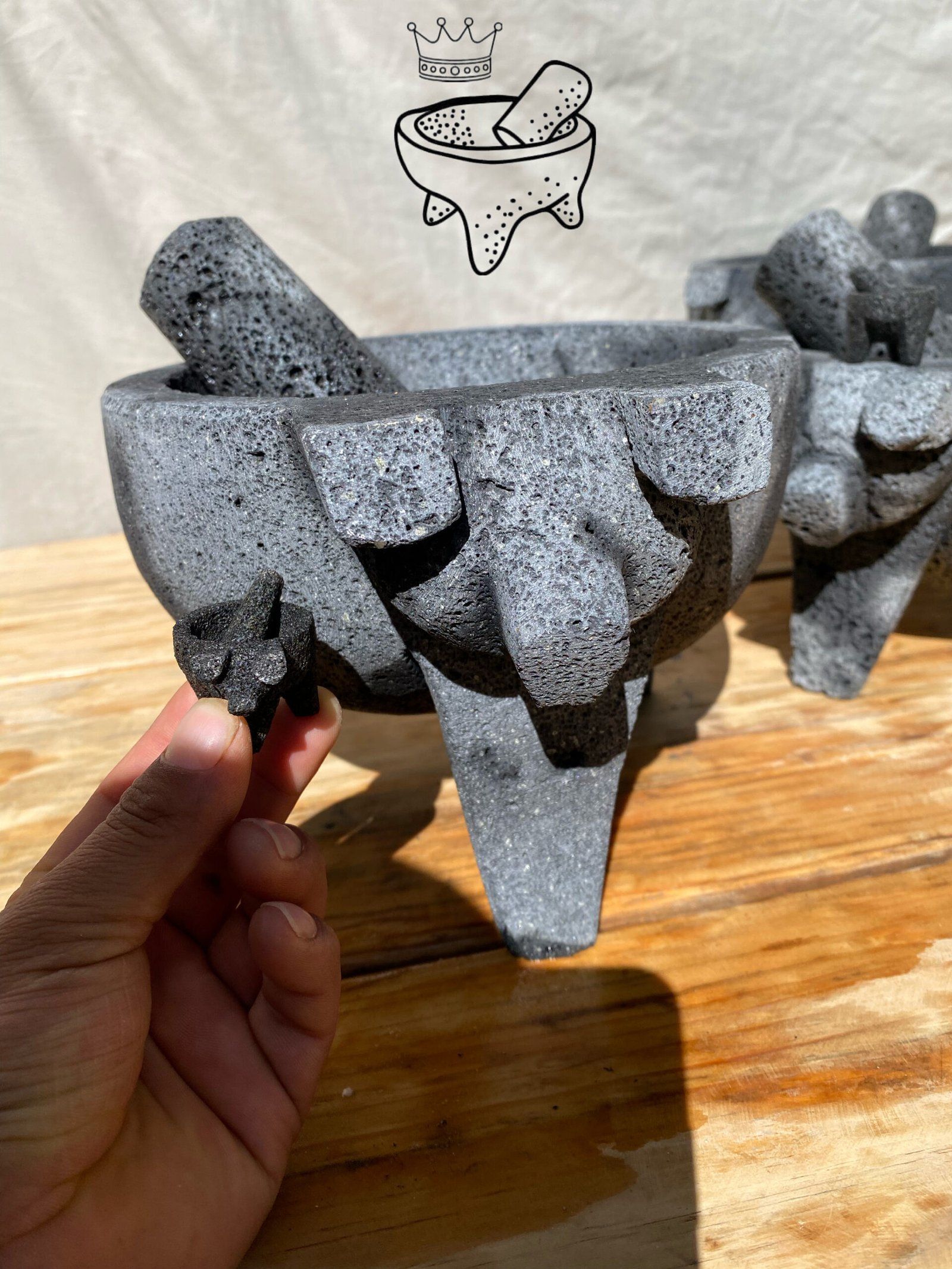Molcajete Tradicional 20CM/8” + Mini-Molcajete 2.5CM