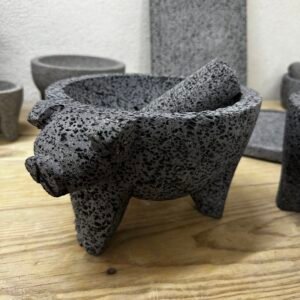 Molcajete Tradicional 9”/22.5CM Piedra Negra Volcánica