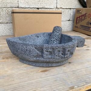 Molcajete Hoja 9” / 22.5 cm – Piedra Volcánica Negra (1.2 L)