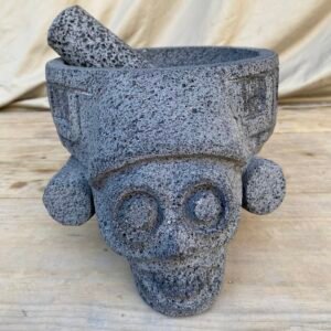 Molcajete Mictlantecuhtli 9” / 22.5 cm – Basalto (1.2 L)