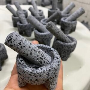 Set de 24 Piezas – 12 Mini-Molcajetes 5 cm con 12 Temolotes
