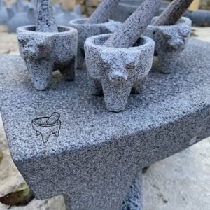 Set de 4 Mini Molcajetes o Morteritos con Temolote – 5.5 cm de Diámetro