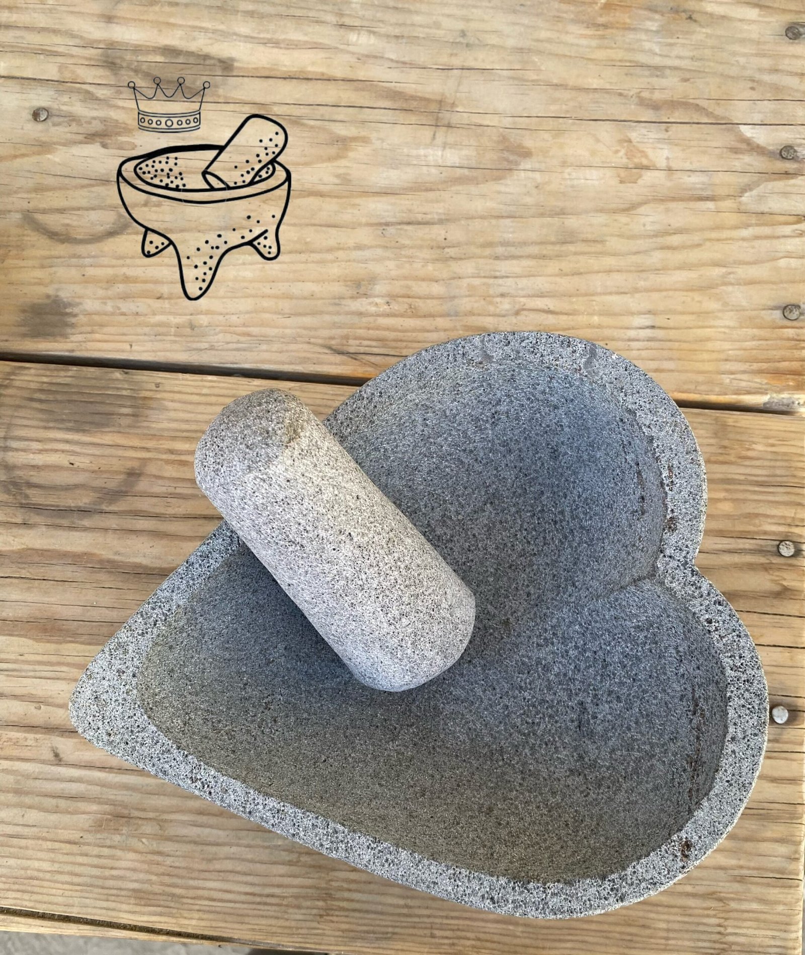 Molcajete Forma de Corazón Piedra Volcánica No.8(20CM) - Image 2
