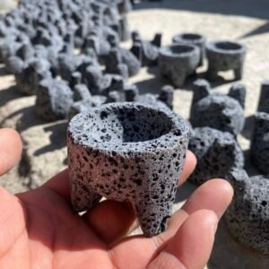 Set 100 Mini Molcajete 5CM Con Temolote Piedra Negra Volcánica