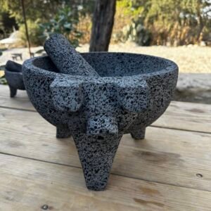 Molcajete Tradicional 12”/30CM Grande Capacidad 2.8L Piedra Negra Volcánica