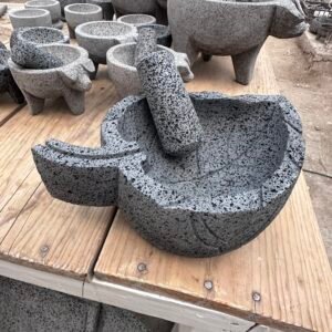 Molcajete Hoja 8”/20CM 800ML Con Temolote