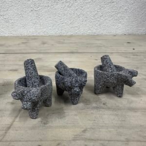3 Mini-Molcajete Con Cabeza 2.5CM Con Temolote