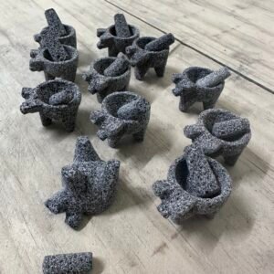 12 Mini Molcajete Con Cabeza 2.5CM Con Temolote