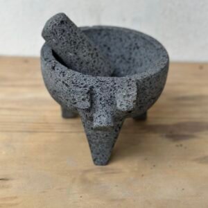 Molcajete Tradicional 7”/17.5CM Capacidad 500ML Piedra Negra Volcánica